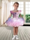 Beautiful Hand Made Flowers and Ruffles Off the Shoulder 2014 Little Girl Dress with Beading