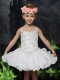 Beautiful White Straps Mini-length Little Girl Dress with Beading