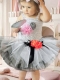 Black and White Ball Gown Straps Mini-length Little Girl Dresses