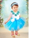 Blue Ball Gown Scoop Knee-length Little Girl Dresses with Bowknot