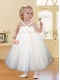 Champagne A-Line Halter Top Tulle Little Girl Dress with Hand Made Flowers