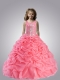 Charming Spaghetti Straps Appliques and Pick-ups Little Girl Pageant Dress in Watermelon