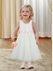 Comfortable Hand Made Flowers Scoop A-Line 2014 Flower Girl Dress with Tea-length