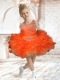Cute Asymmetrical Beading and Ruffles 2014 Orange Little Girl Dress