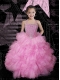Cute Ball Gown Halter Pink Little Girl Pageant Dress with Beading