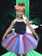 Cute Halter Ruffles Tulle Knee-length 2014 Little Girl Dress in Multi-color