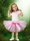 Cute Scoop Knee-length Bowknot Short Little Girl Dress with Short Sleeves