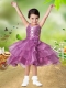 Elegant A-Line Straps Tea-length Hand Made Flowers Sequins Flower Girl Dress