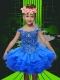 Elegant Ball Gown Spaghetti Straps Knee-length Beading Royal Blue Flower Girl Dress