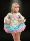 Elegant V-neck Long Sleeves Appliques and Ruffles Little Girl Dress in Multi-color