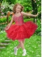 Exquisite Ball Gown Halter Beading and Ruffles Red Little Girl Dress for 2014