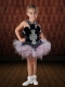 Exquisite Ball Gown Halter Mini-length Appliques Black and Pink Little Girl Dress