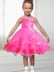 Fashionable A-Line Straps Knee-length Bowknot Hot Pink Flower Girl Dress