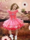 Fashionable Ball Gown Off the Shoulder Mini-length Beading Red Little Girl Dress