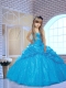 Fashionable Sweetheart Blue Little Girl Pageant Dress with Beading and Pick-ups