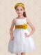 Formal A-Line Straps Flower Girl Dresses with Belt in White for 2014