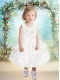 Formal Ball Gown Hand Made Flowers Tea-length Flower Girl Dress with Scoop