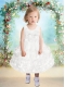 Formal Ball Gown Hand Made Flowers Tea-length Flower Girl Dress with Scoop