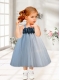 Gray Tulle A-Line Straps Tea-length Little Girl Dresses