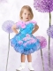 Hand Made Flowers and Appliques Knee-length Romantic V-neck Little Girl Dress with Lace-up