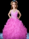 Hot Pink Halter Floor-length Little Gril Pageant Dress with Beading