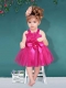 Hot Pink Straps Ball Gown Little Girl Dresses with Ribbons