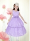Lavender A-line Scoop Flower Girl Dress with Hand Made Flowers in Lavender for 2014