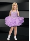 Lavender Ball Gown Halter Top Mini-length Little Girl Dress with Beading