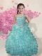 Light Blue Asymmetrical Beading 2014 Little Gril Pageant Dress