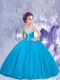 Lovely Blue Little Girl Pageant Dress with Beading for 2014