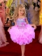 Luxurious Ball Gown Bateau Mini-length Beading Bowknot Rose Pink Little Girl Dress