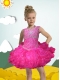 Luxurious Ball Gown Halter Mini-length Beading Hot Pink Little Girl Dress