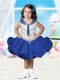 Luxurious Scoop Knee-length Beading Little Girl Dress in Blue