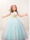 Multi-color A-Line Tulle One Shoulder Appliques and Hand Made Flowers Little Girl Dress for 2014