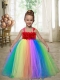 Multi-color A-Line Tulle Straps Floor-length Appliques Little Girl Dress for 2014