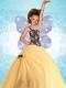 Newest One Shoulder Yellow Little Girl Pageant Dress with Appliques