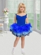 Popular Ball Gown Off the Shoulder Mini-length Ruffles Royal Blue Little Girl Dress