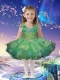 Popular Ball Gown Straps Knee-length Beading Ruffled Layers Green Little Girl Dress