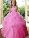 Pretty Ball Gown Beading One Shoulder Rose Pink Little Gril Pageant Dress
