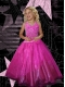 Pretty Ball Gown Hot pink Halter Little Gril Pageant Dress with Beading