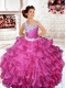 Pretty Halter Beading Hot Pink Little Gril Pageant Dress with Side Zipper