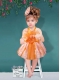 Pretty Orange Knee-length Straps Little Girl Dresses with Ribbons