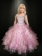 Pretty Straps Pink Beading Floor-length Little GirlPageant Dress
