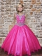 Pretty V-neck Hot Pink 2014 Little Gril Pageant Dresses with Beading