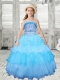 Puffy Spaghetti Straps Little Girl Pageant Dresses with Beading