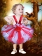 Red and White Tulle Straps The Super Hot Little Girl Dress with Hand Made Flowers