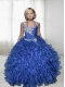 Royal Blue Ball Gown Straps Beading Little Gril Pageant Dresses