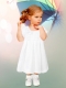 Short Sleeves A-Line Lace and Ruching Tea-length Flower Girl Dress with Scoop