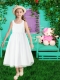 Simple A-Line Beading Tea-length Chiffon Flower Girl Dress for 2014