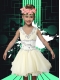 Simple V-neck A-Line Mini-length Little Girl Dress with Beading